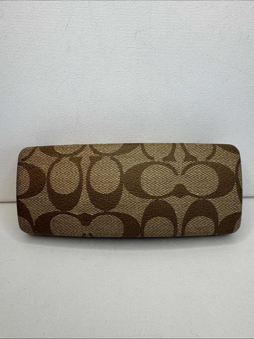 Coach Signature Monogram Hard Glasses Case - Khaki & Tan #6
